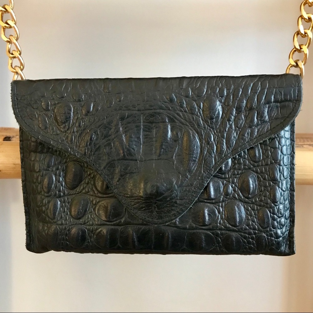 j.j. Winters chain leather croc clutch - Miley